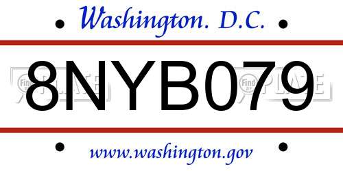 8NYB079 District Of Columbia License Plate