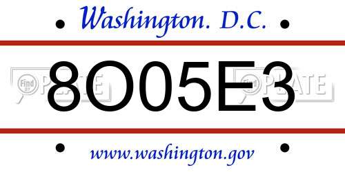 8O05E3 District Of Columbia License Plate