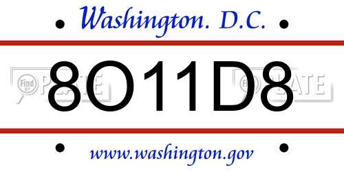8O11D8 District Of Columbia License Plate