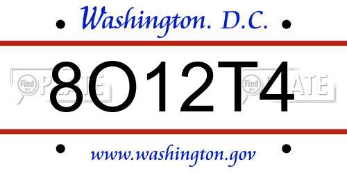 8O12T4 District Of Columbia License Plate