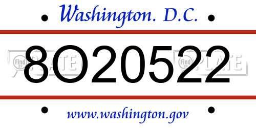 8O20522 District Of Columbia License Plate