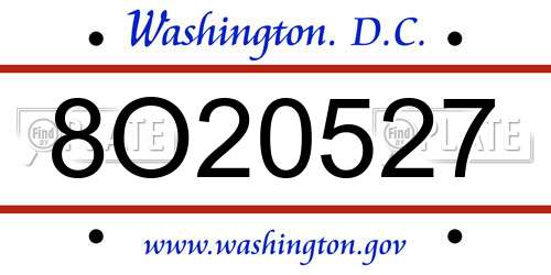 8O20527 District Of Columbia License Plate