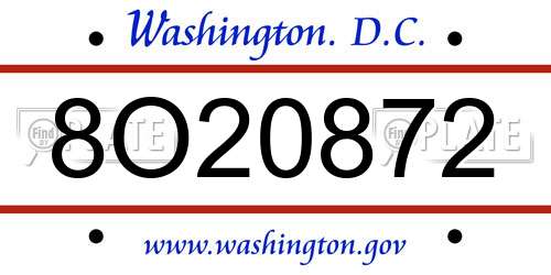 8O20872 District Of Columbia License Plate