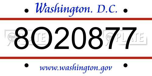 8O20877 District Of Columbia License Plate