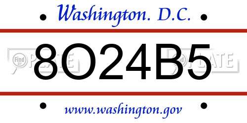 8O24B5 District Of Columbia License Plate