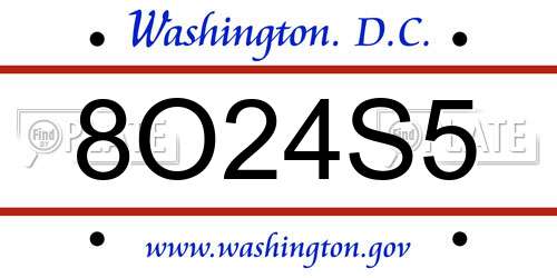 8O24S5 District Of Columbia License Plate