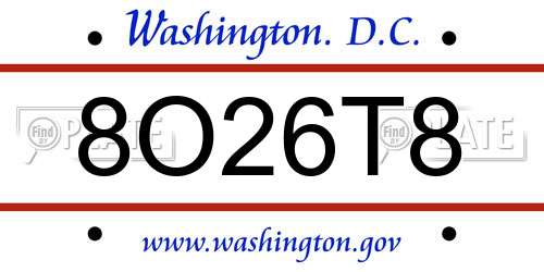 8O26T8 District Of Columbia License Plate