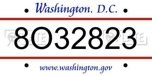 8O32823 District Of Columbia License Plate