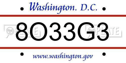 8O33G3 District Of Columbia License Plate