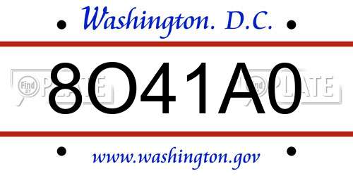 8O41A0 District Of Columbia License Plate