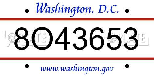 8O43653 District Of Columbia License Plate