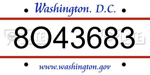 8O43683 District Of Columbia License Plate