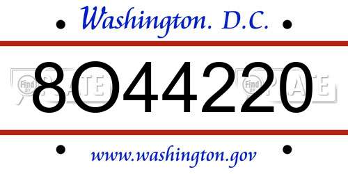 8O44220 District Of Columbia License Plate