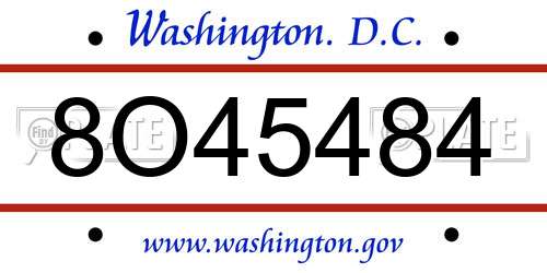 8O45484 District Of Columbia License Plate