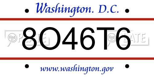 8O46T6 District Of Columbia License Plate