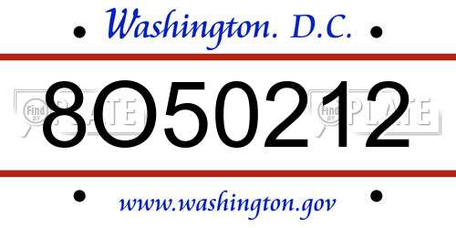 8O50212 District Of Columbia License Plate
