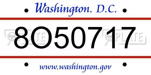 8O50717 District Of Columbia License Plate