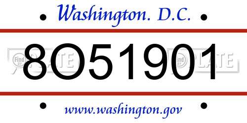 8O51901 District Of Columbia License Plate