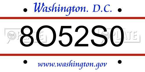 8O52S0 District Of Columbia License Plate