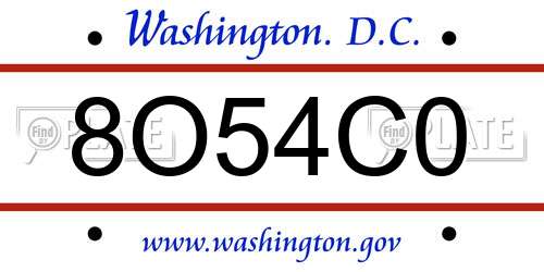 8O54C0 District Of Columbia License Plate