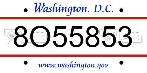 8O55853 District Of Columbia License Plate
