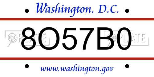 8O57B0 District Of Columbia License Plate