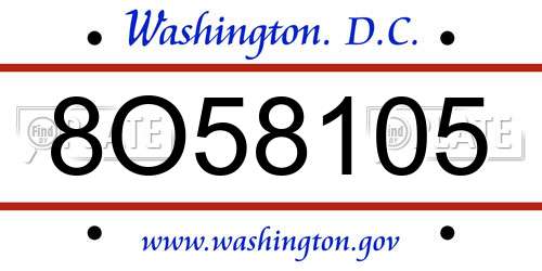 8O58105 District Of Columbia License Plate