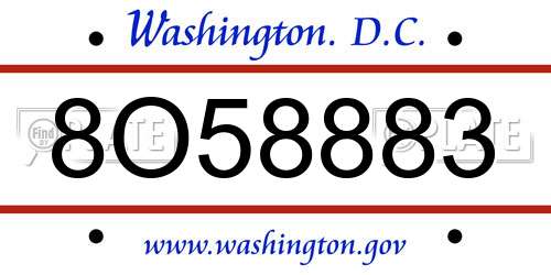 8O58883 District Of Columbia License Plate