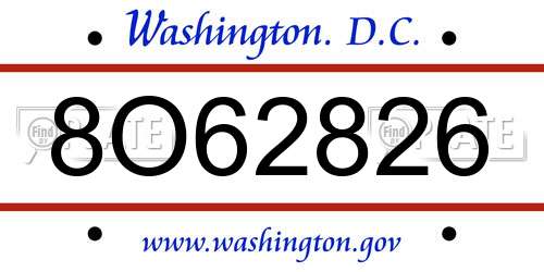 8O62826 District Of Columbia License Plate