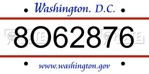 8O62876 District Of Columbia License Plate