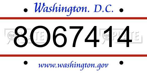 8O67414 District Of Columbia License Plate
