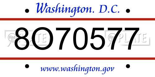 8O70577 District Of Columbia License Plate