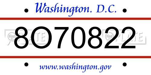 8O70822 District Of Columbia License Plate