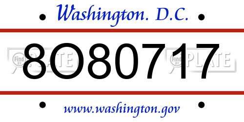 8O80717 District Of Columbia License Plate