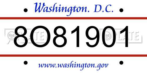 8O81901 District Of Columbia License Plate