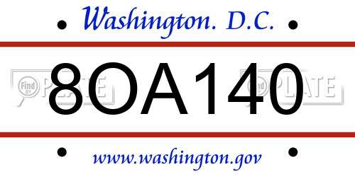 8OA140 District Of Columbia License Plate
