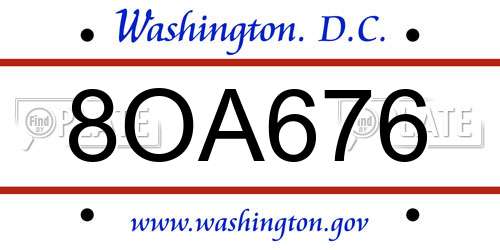 8OA676 District Of Columbia License Plate