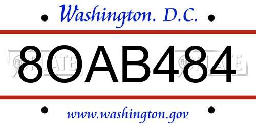 8OAB484 District Of Columbia License Plate