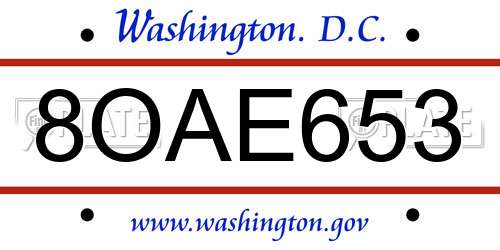 8OAE653 District Of Columbia License Plate