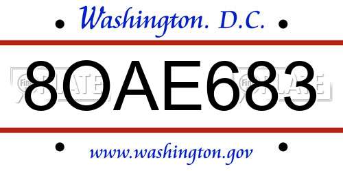 8OAE683 District Of Columbia License Plate