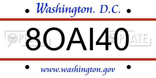 8OAI40 District Of Columbia License Plate