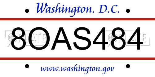 8OAS484 District Of Columbia License Plate