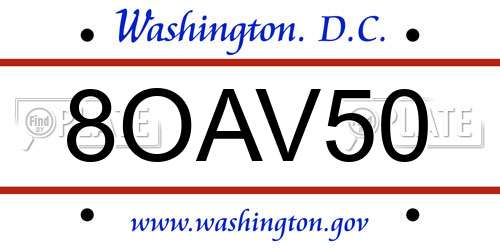 8OAV50 District Of Columbia License Plate