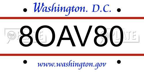 8OAV80 District Of Columbia License Plate