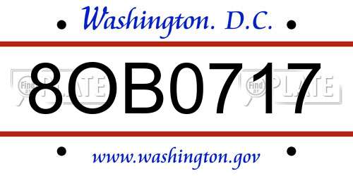8OB0717 District Of Columbia License Plate