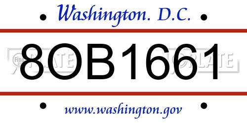 8OB1661 District Of Columbia License Plate