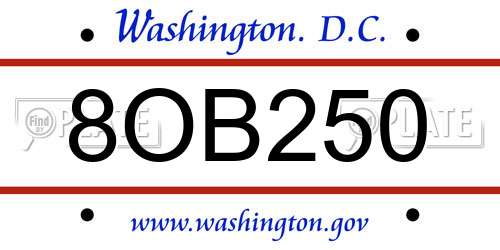 8OB250 District Of Columbia License Plate