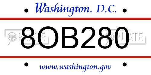 8OB280 District Of Columbia License Plate