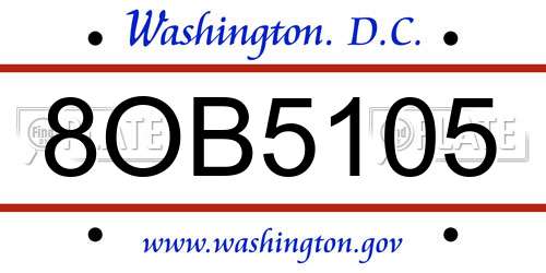 8OB5105 District Of Columbia License Plate