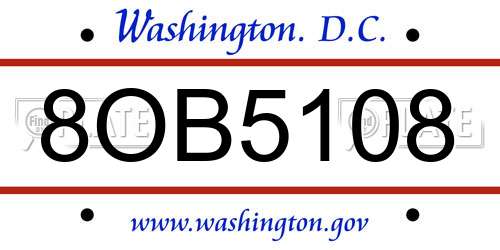 8OB5108 District Of Columbia License Plate